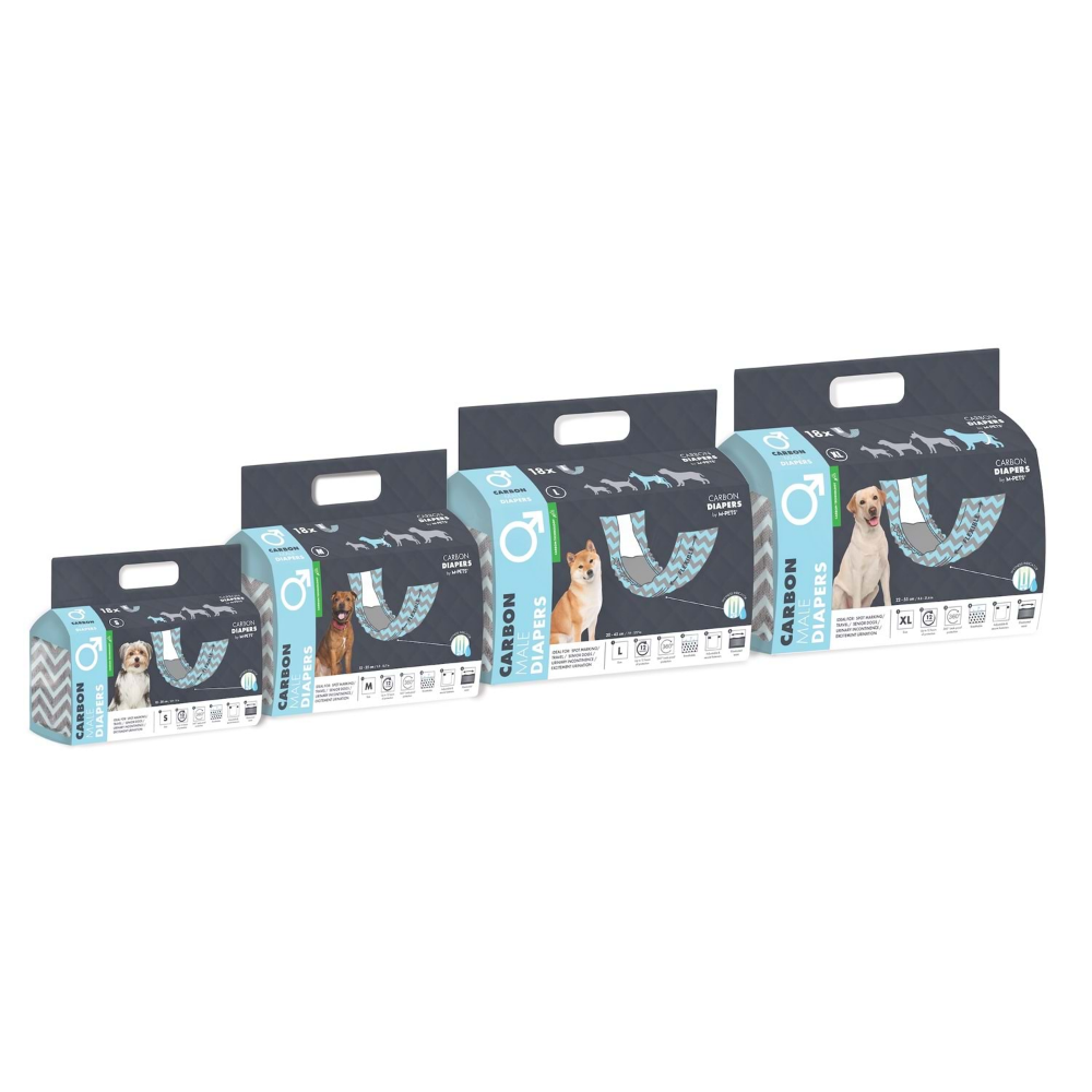 M-Pets Carbonlu Diapers Erkek Köpekler İçin Külot (XL) 18Li