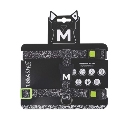 M-Pets Urban Style Black/White Active Köpek Göğüs Tasması (M)