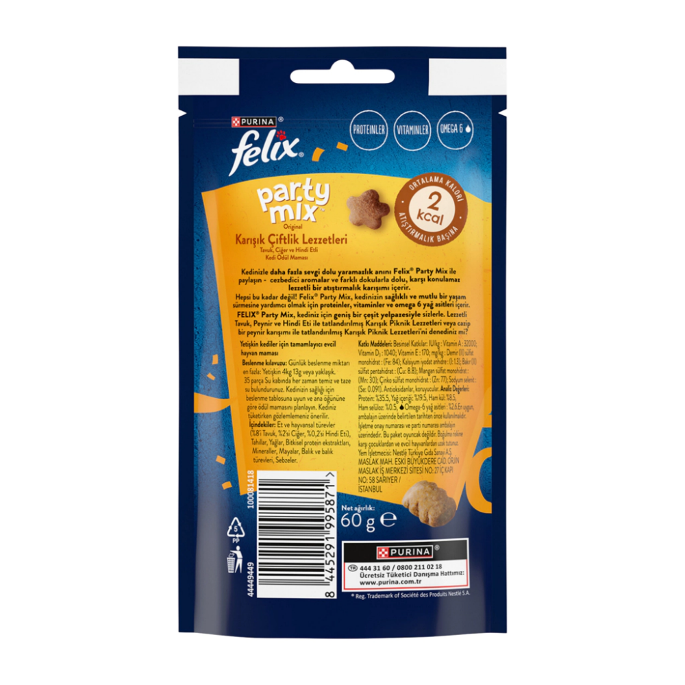 Felix Party Mix Karışık Çiftlik Lezzet Ödül Maması 60gr