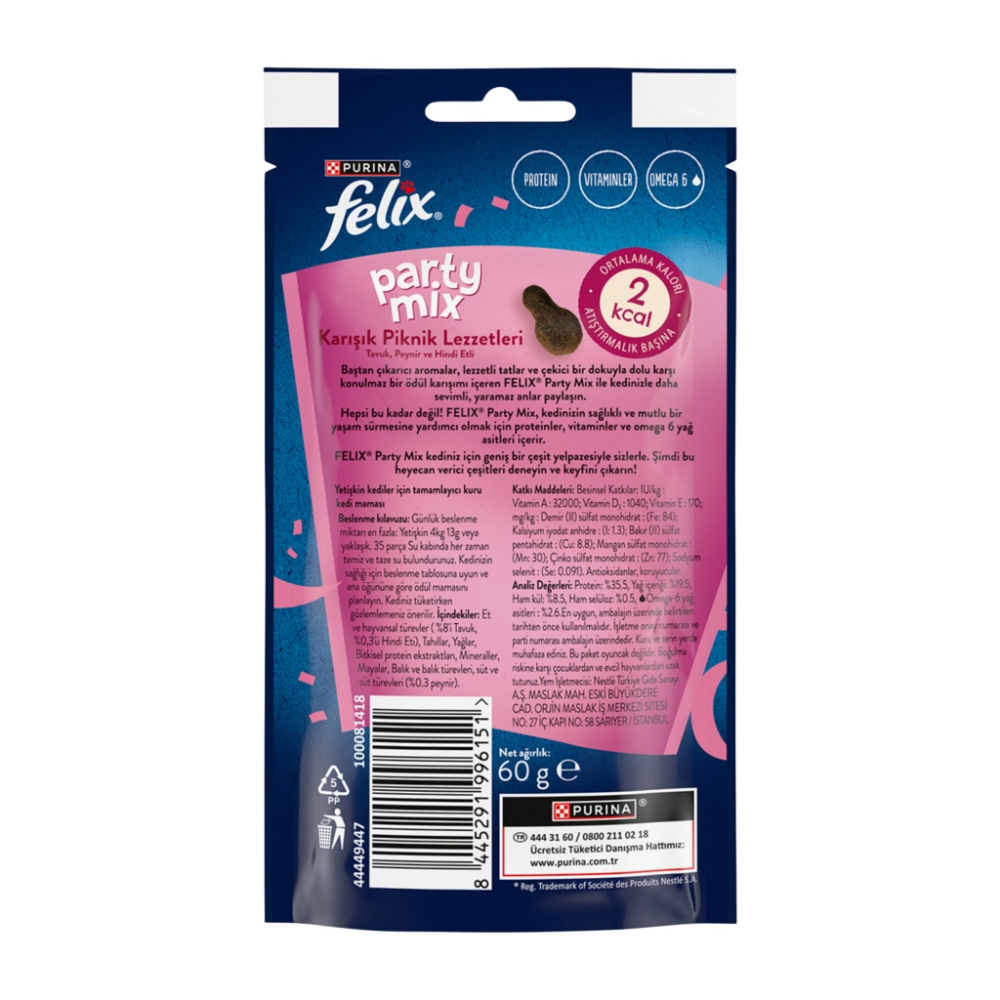 Felix Party Mix Karışık Piknik Lezzet Ödül Maması 60gr
