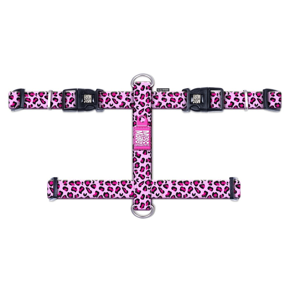 Max & Molly Leopard Pink Göğüs Tasması S
