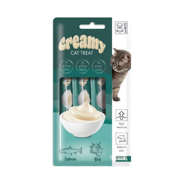 M-Pets Creamy Somon Balıklı Biftekli Kedi Ödülü 4x15gr