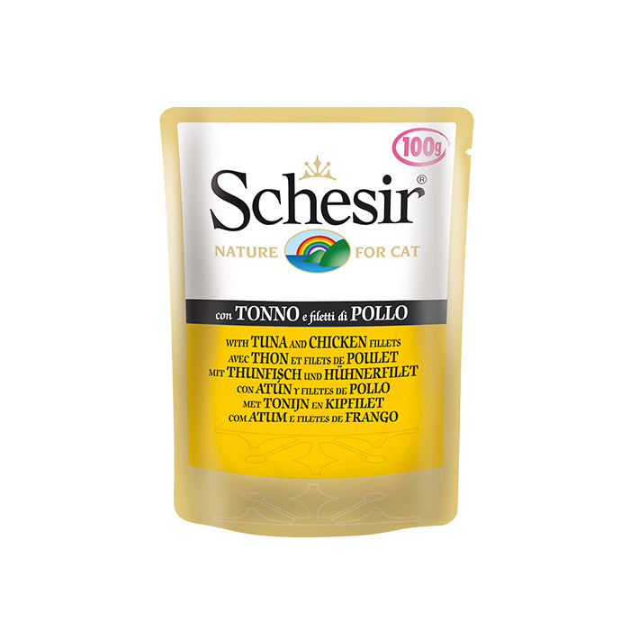 Schesir Jelly Ton Balıklı ve Tavuklu Jöle İçinde Yetişkin Kedi Pouch 85g