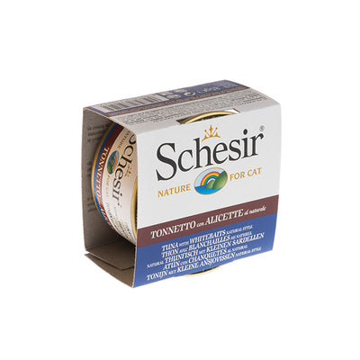 Schesir Ton Balığı Ringa Balığı ve Pirinçli Pişirme Suyunda Yetişkin Kedi Konservesi 85g