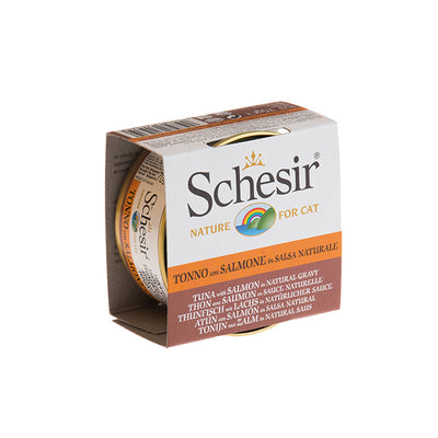 Schesir Broth Ton Balıklı ve Somonlu Et Suyunda Yetişkin Kedi Konservesi 70g