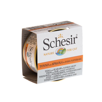 Schesir Broth Ton Balıklı ve Levrekli Et Suyunda Yetişkin Kedi Konservesi 70g