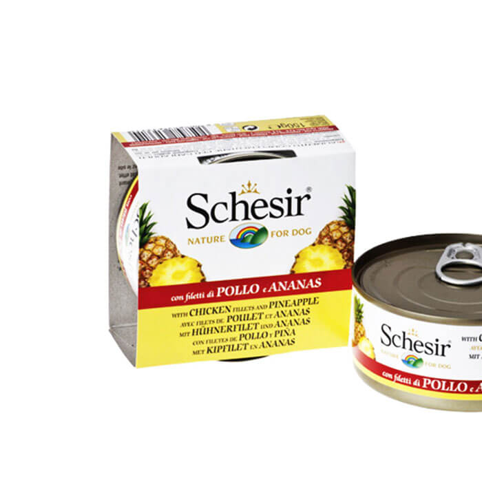 Schesir Jelly Tavuk ve Ananas Jöle İçinde Yetişkin Köpek Konservesi 150g