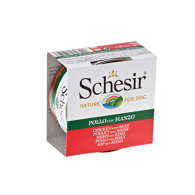 Schesir Jelly Tavuk Fileto ve Sığır Jöle İçinde Yetişkin Köpek Konservesi 150g