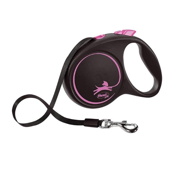 Flexi Black Desing Medium 5m Şerit Gezdirme Pembe