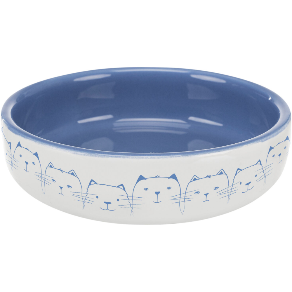 Trixie Seramik Kedi Mama Ve Su Kabı 0,3 L, Açık Mavi/Beyaz