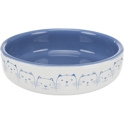 Trixie Seramik Kedi Mama Ve Su Kabı 0,3 L, Açık Mavi/Beyaz