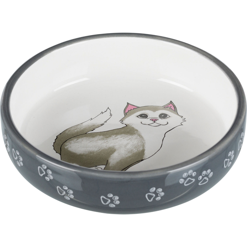 Trixie Seramik Kedi Mama Ve Su Kabı 0,3 L, 15 Cm, Gri/Beyaz