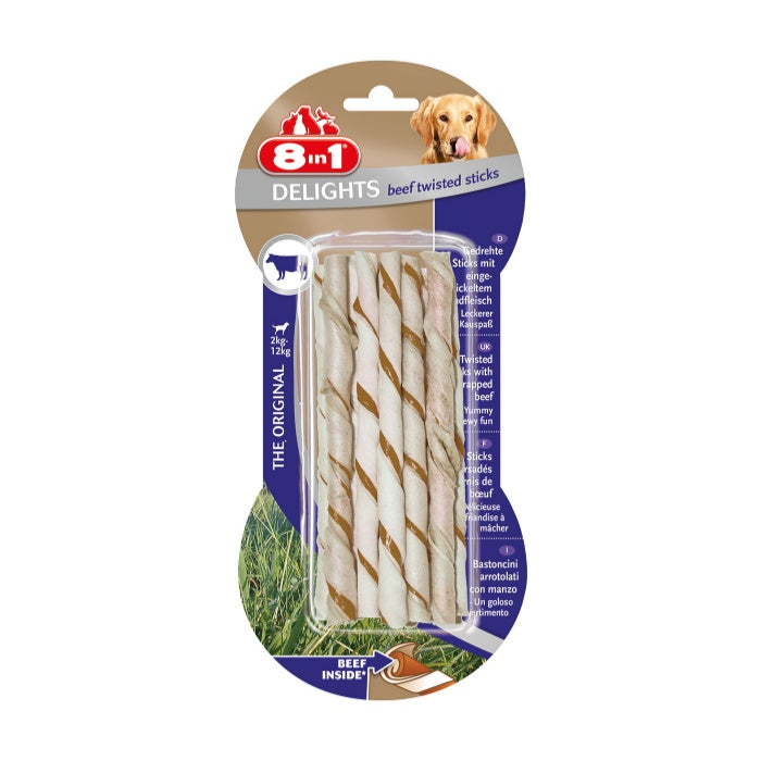 8IN1 Delights Burgu Çubuk Köpek Ödül Kemiği Sığır Etli - 55GR
