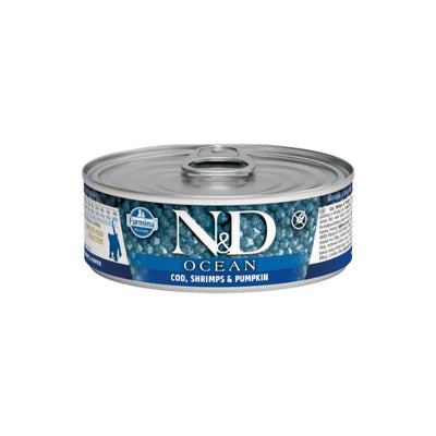 N&D Ocean Tahılsız Ton Balığı&Morina Balığı&Karides&Balkabağı 70gr Yavru Yaş Kedi Konservesi