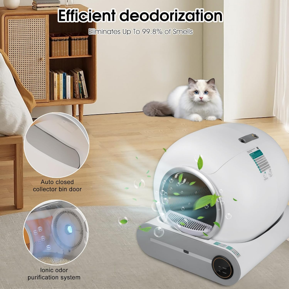 ELS Pet Cat Cleaner 65L Hacim 9L Kapasiteli ve Wifi Uygulama Bağlantılı Kedi Tuvaleti