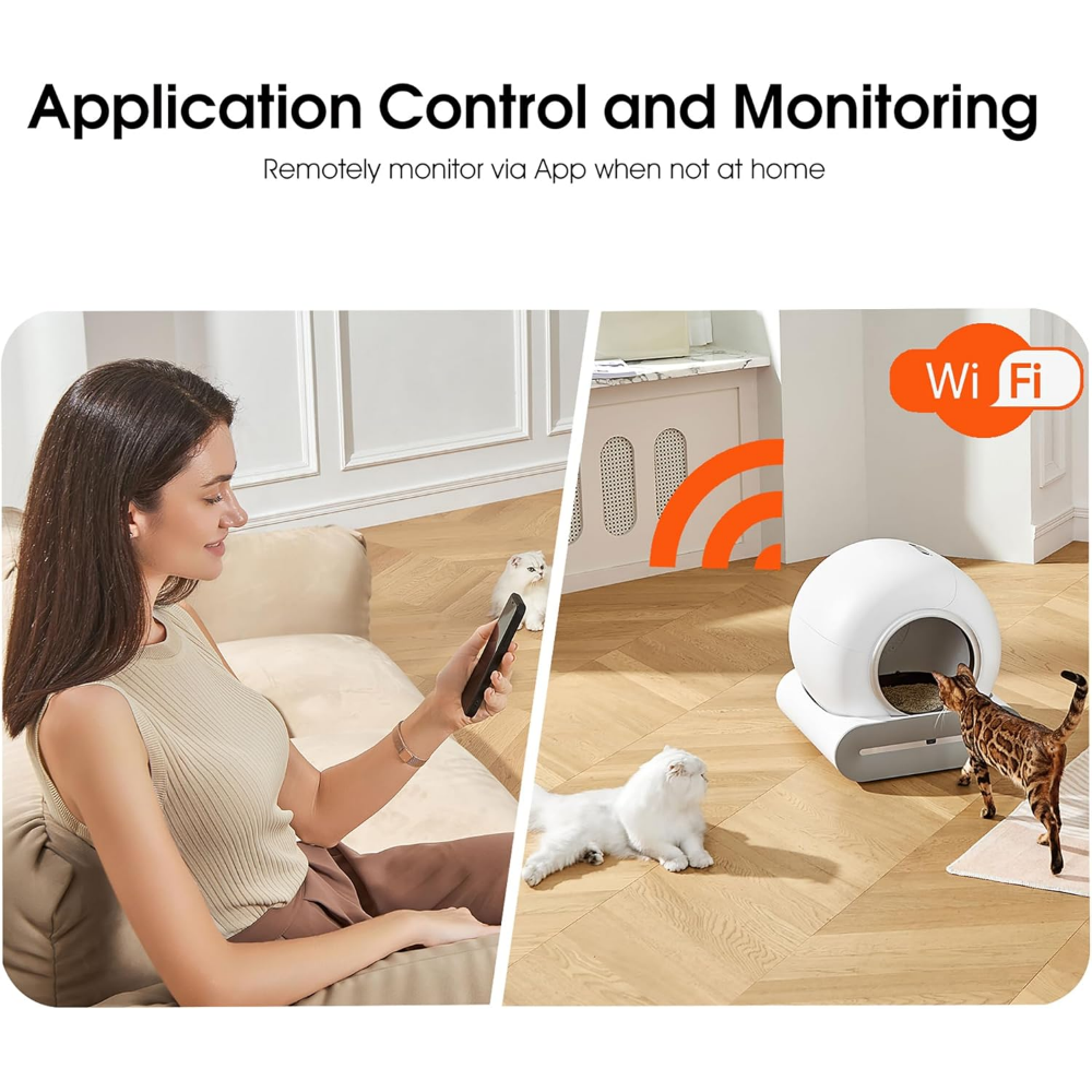 ELS Pet Cat Cleaner 65L Hacim 9L Kapasiteli ve Wifi Uygulama Bağlantılı Kedi Tuvaleti