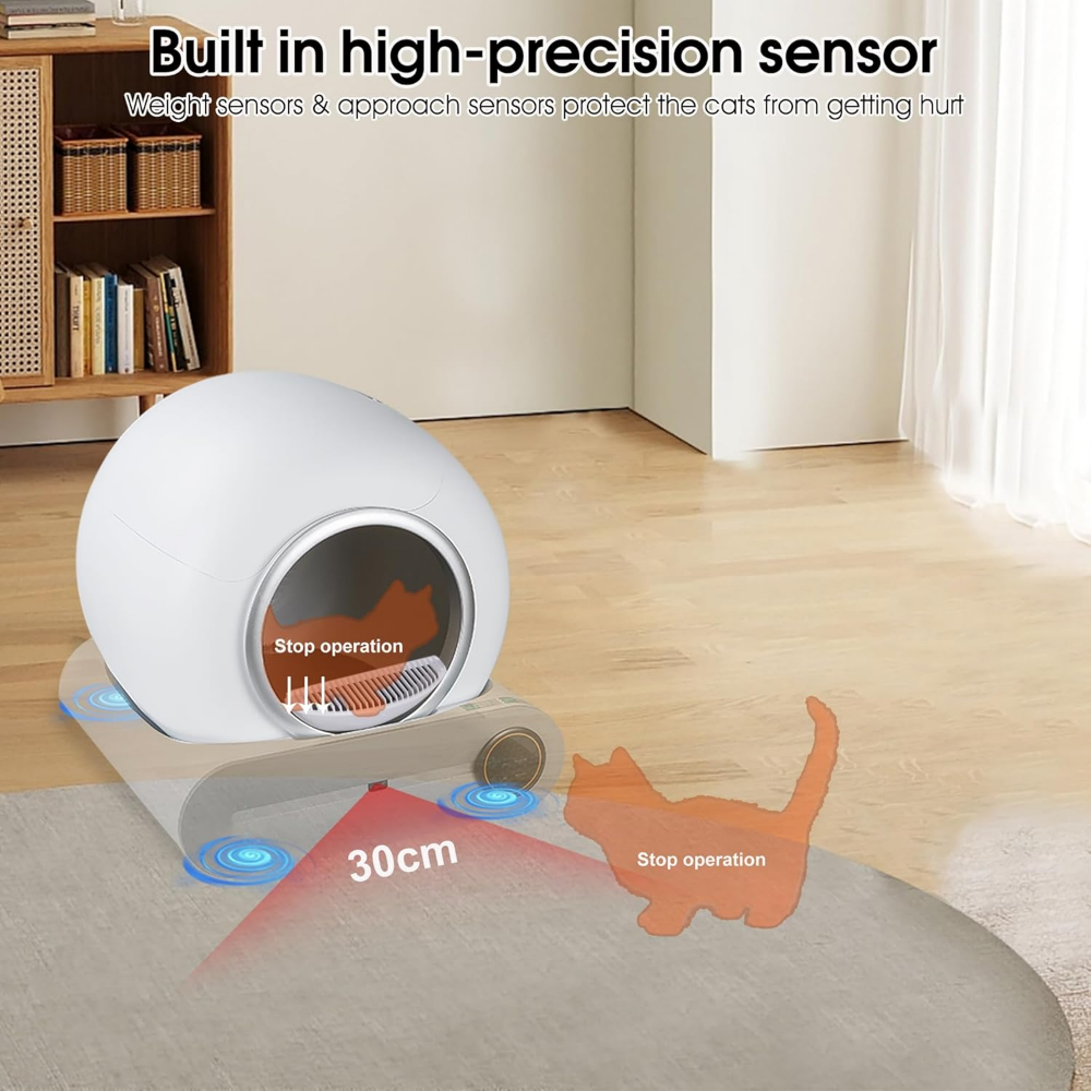 ELS Pet Cat Cleaner 65L Hacim 9L Kapasiteli ve Wifi Uygulama Bağlantılı Kedi Tuvaleti