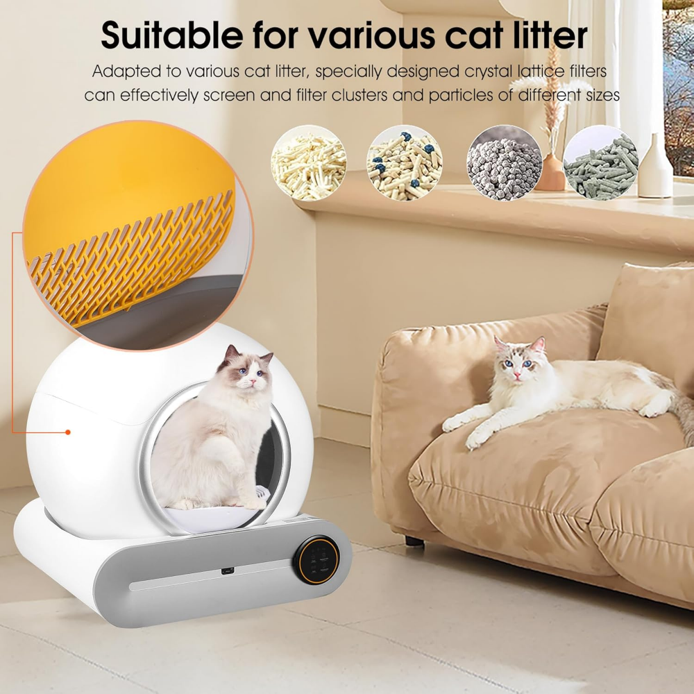 ELS Pet Cat Cleaner 65L Hacim 9L Kapasiteli ve Wifi Uygulama Bağlantılı Kedi Tuvaleti