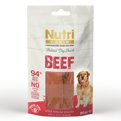 Nutri Canin Tahılsız Sığır Eti 80gr Atıştırmalık Köpek Ödülü
