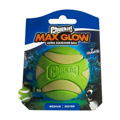 Chuckit! Max Glow Gece Parlayan Sesli Köpek Oyun Topu (Orta Boy)