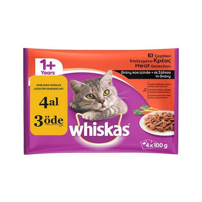 Whiskas Pouch Etli Seçenekleri 85gr 4 AL 3 Öde