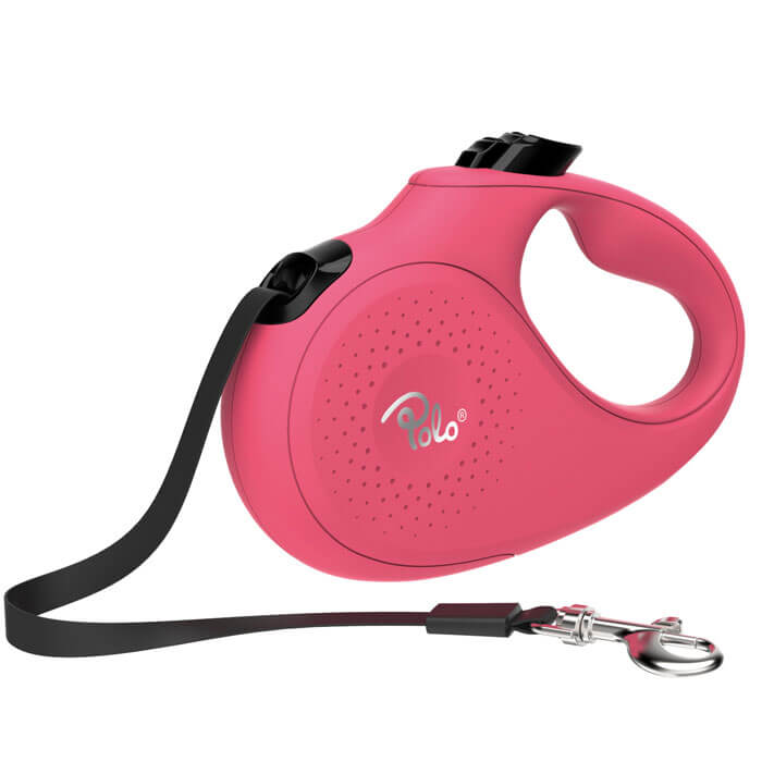 Polo Solid Pembe Otomatik Köpek Tasması Large 5m/50 Kg
