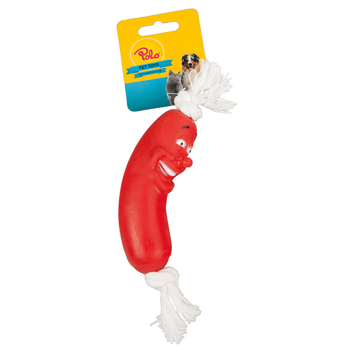 Polo Vinil Sosis İpli Köpek Oyuncağı 10.5cm