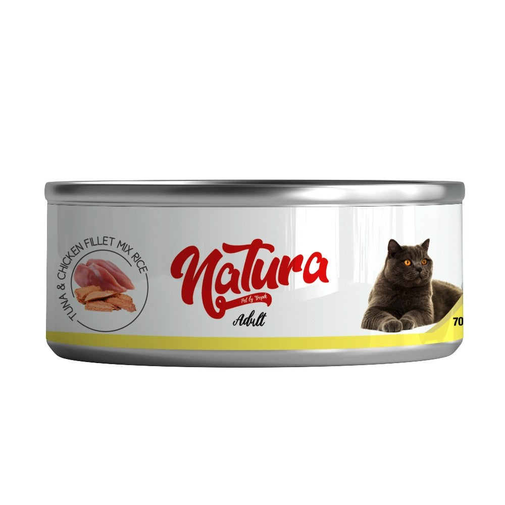 Natura Ton Balığı & Tavuk Fileto, Jöle İçinde Pirinçli Kedi Konservesi 70 Gr