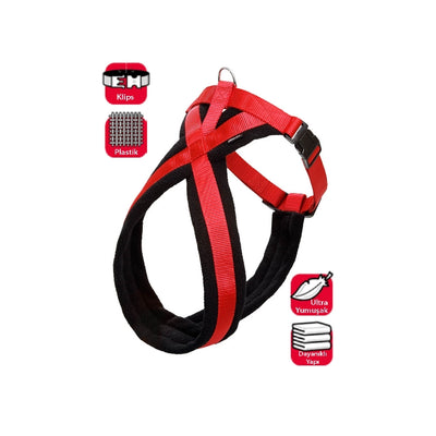 Karlie Yumuşak Göğüs Tasma 70-90cm Siyah-Kırmızı