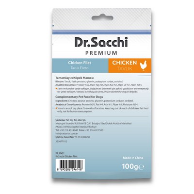 Dr.Sacchi Premium Tavuk Fileto Tahılsız Köpek Ödülü 100 Gr
