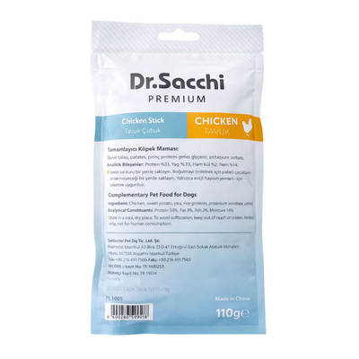 Dr.Sacchi Premium Tavuklu Çubuk Tahılsız Köpek Ödülü 5'' 10'lu 110 Gr