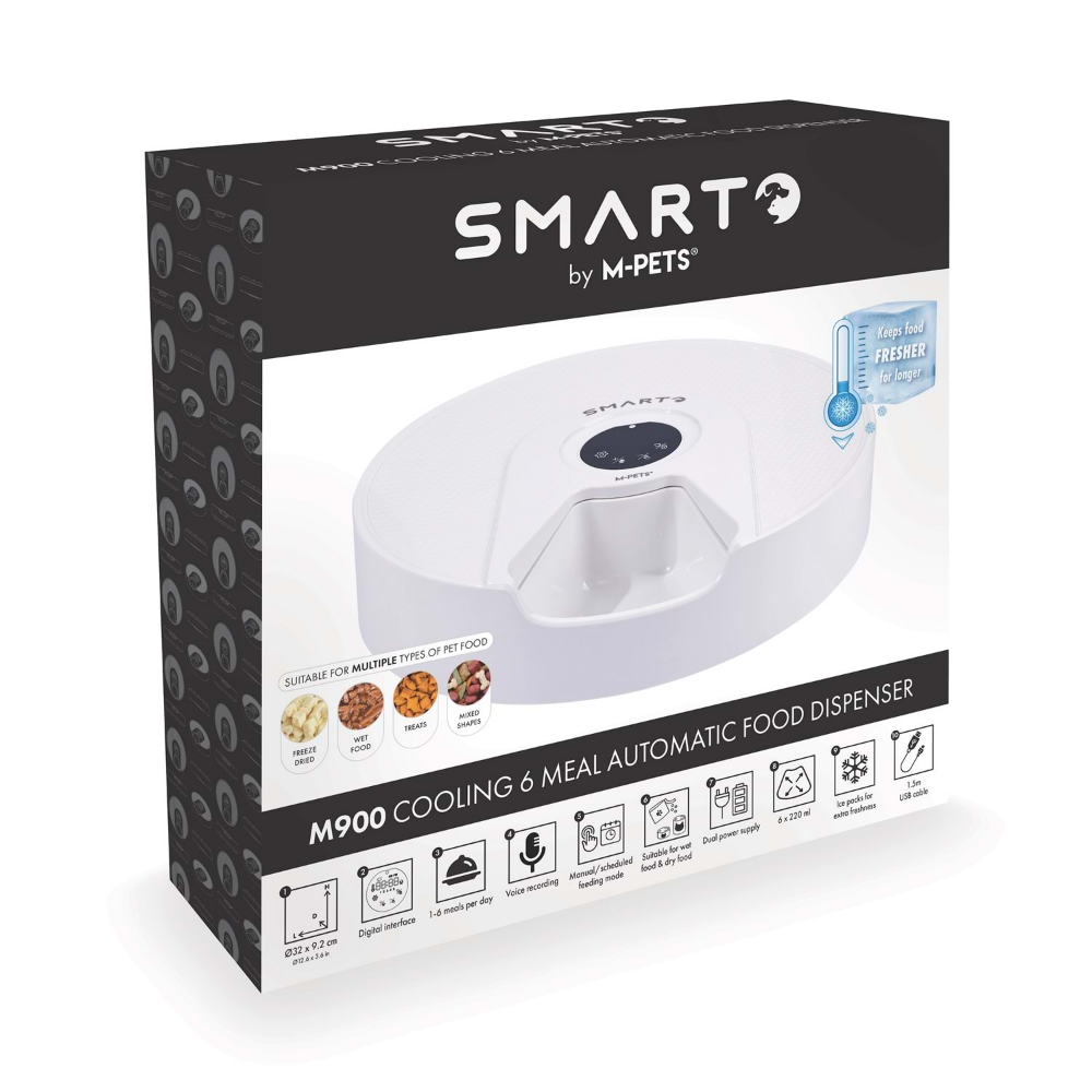 M-PETS Smarto M900 Soğutuculu Otomatik Mama Kabı 6 Bölmeli
