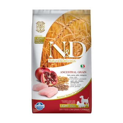 N&D Düşük Tahıllı Light Tavuk Etli ve Narlı 2.5 Kg Mini Yetişkin Kuru Köpek Maması