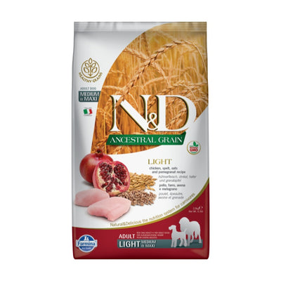 N&D Düşük Tahıllı Light Tavuk Etli ve Narlı 2.5 Kg Medium Maxi Yetişkin Kuru Köpek Maması