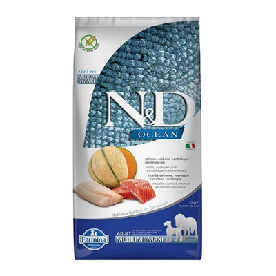 N&D Ocean Tahılsız Somon Mori.&Kavun Adult Med. Maxi 12 Kg Yetişkin Kuru Köpek Maması