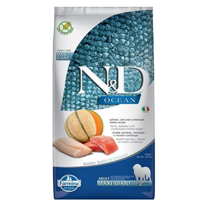 N&D Ocean Tahılsız Somon Morina&Kavun 12 Kg Giant Maxi Yetişkin Kuru Köpek Maması