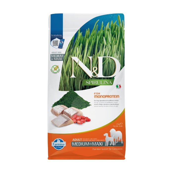 N&D Spirulina Ringa Balıklı 2 Kg Medium Maxi Yetişkin Kuru Köpek Maması