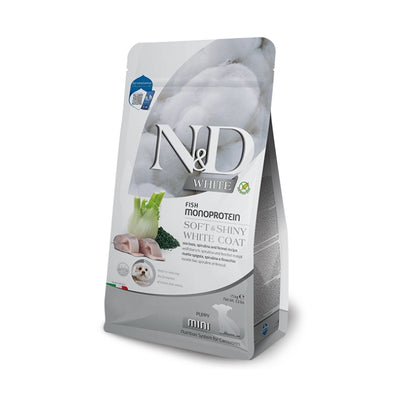 N&D White Levrek, Spirulina ve Rezene Mini Irk Yavru Köpek Maması 1.5 Kg