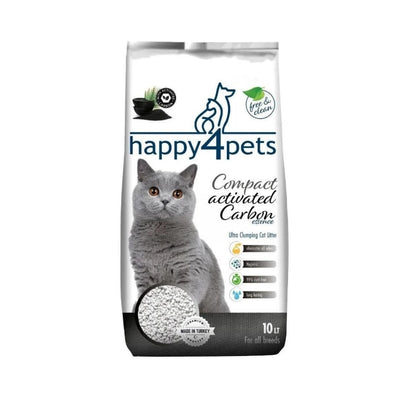 Happy4Pets Aktif Karbonlu Topaklaşan Bentonit Kedi Kumu İnce Taneli 10L