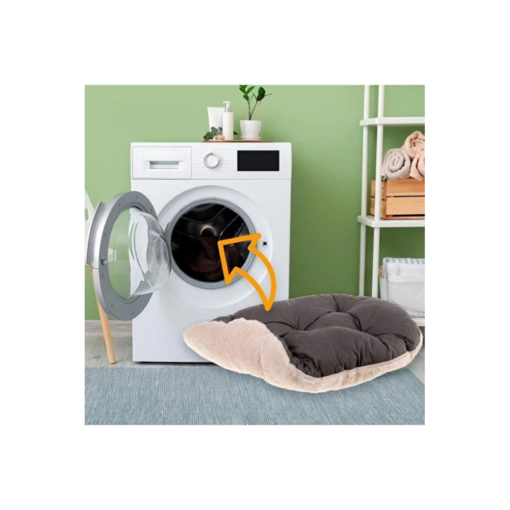 Ferplast Relax 55 Peluş Kedi ve Mini Irk Köpek Yatağı - Marrone Bej (55cm x 36cm)