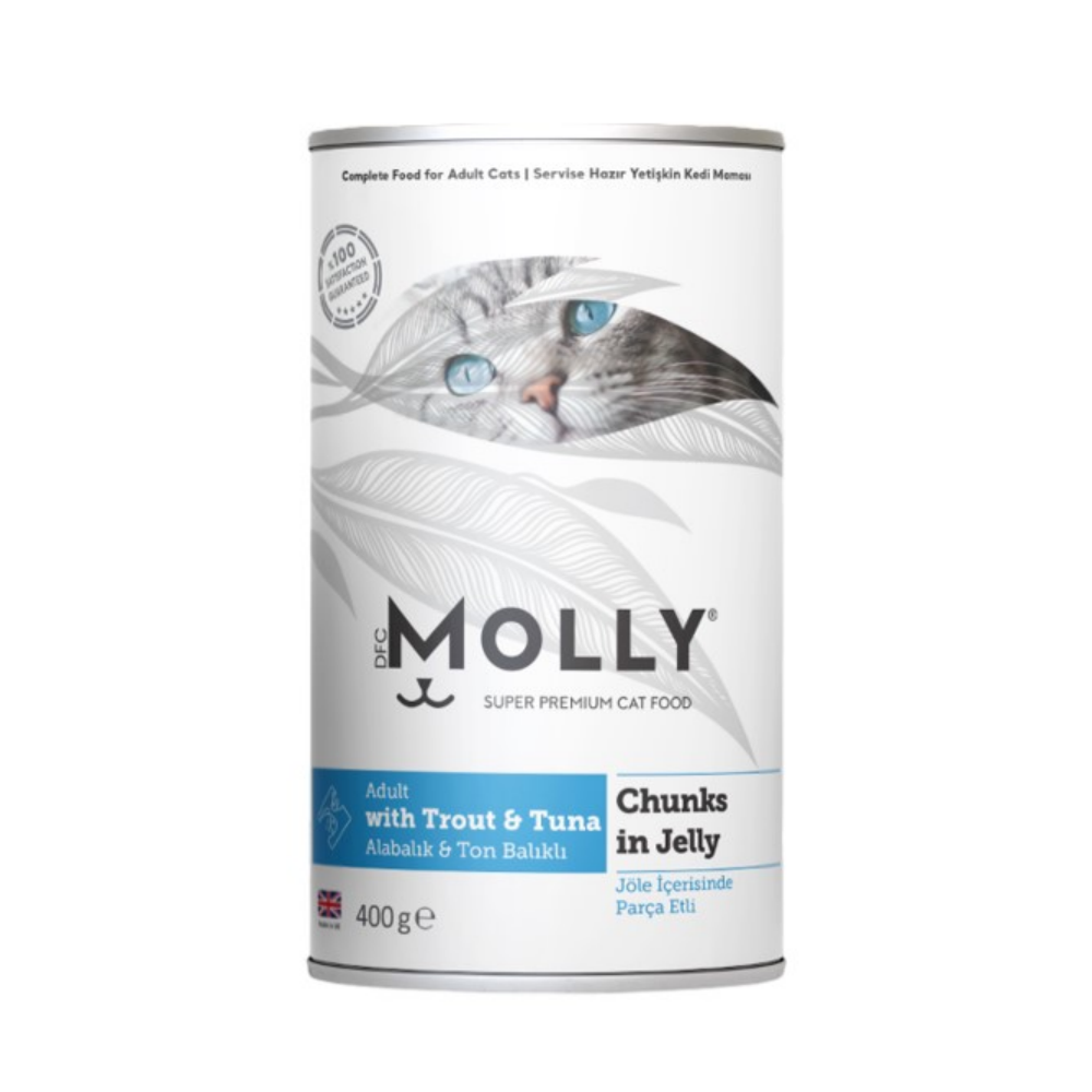 MOLLY Alabalık ve Ton Balıklı Jöle İçerisinde Parça Etli Kedi Konserve 400Gr