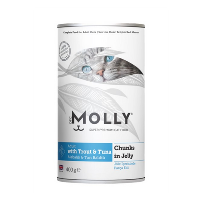 MOLLY Alabalık ve Ton Balıklı Jöle İçerisinde Parça Etli Kedi Konserve 400Gr