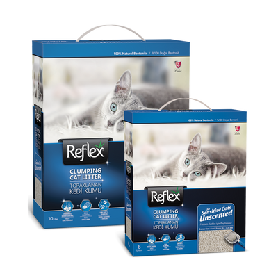 Reflex Sensitive Cats Unscented (Hassas Kediler için Kokusuz) Topaklanan Kedi Kumu Mavi 10L