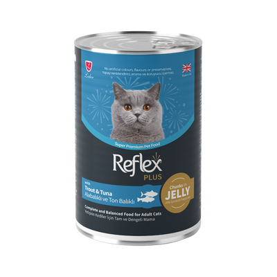 Reflex Plus Jöle İçinde Et Parçacıklı Alabalıklı Ve Ton Balıklı Yetişkin Kedi Maması 400gr