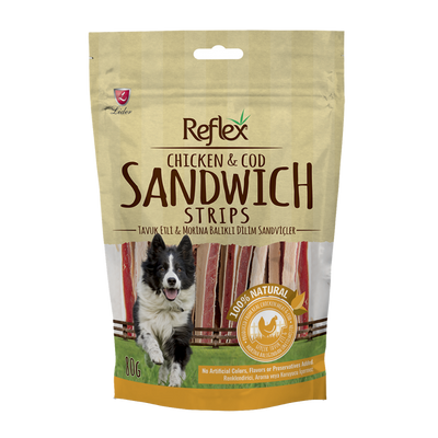 Reflex Tavuk Etli & Morina Balıklı Sandviç Çubuk Köpek Kurutulmuş Et Ödülü 80gr