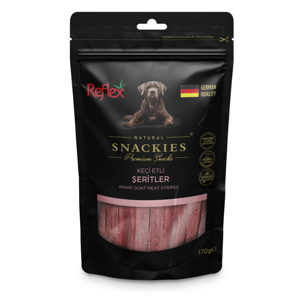 Reflex Snackies Keçi Etli Şeritler Yetişkin Köpek Ödülü 170gr