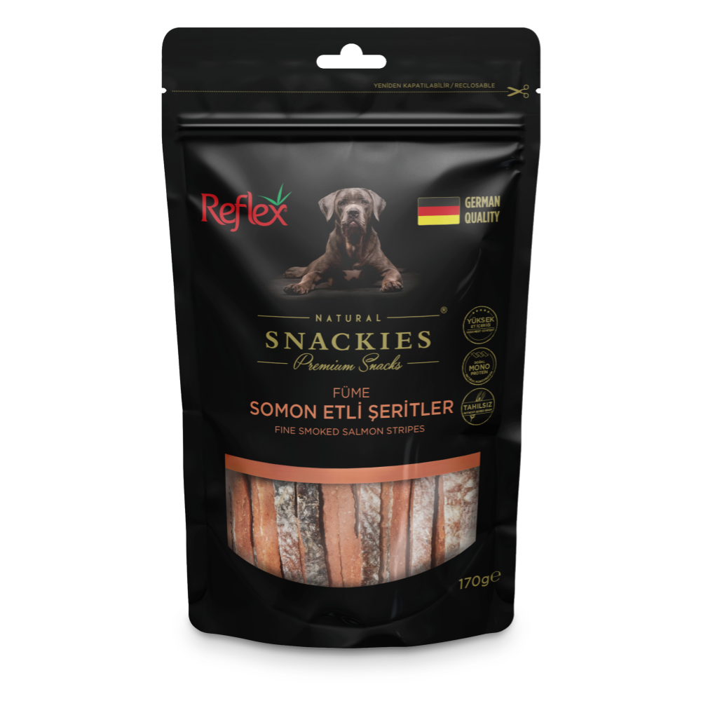 Reflex Snackies Füme Somonlu Şeritler Yetişkin Köpek Ödülü 170gr