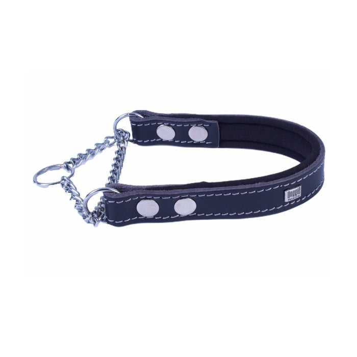 Doggie Konfor Deri Zincirli Boğma Tasma Siyah 2X35-45Cm