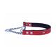 Doggie Konforlu Gerçek Deriden El Yapımı Boğma Zincirli Köpek Boyun Tasması - 2,5x45-55cm - Red