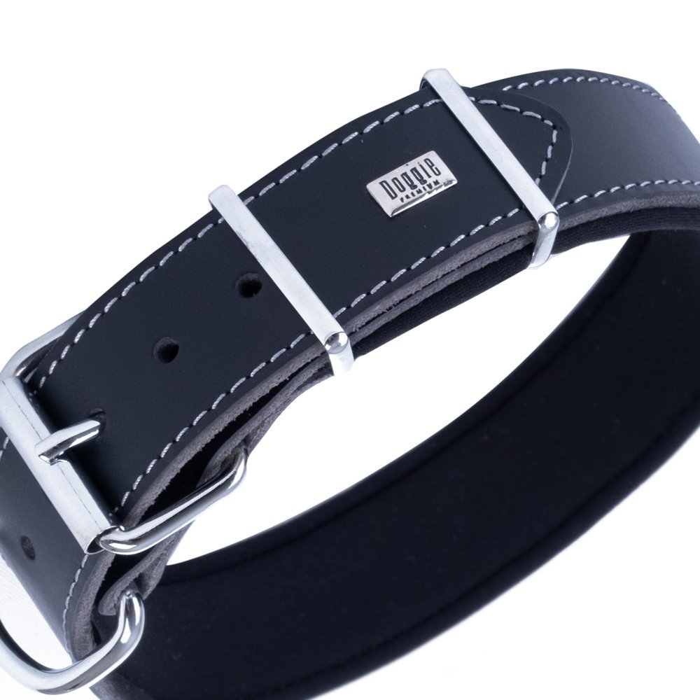 Doggie Güçlü Deri Boyun Tasması Siyah 4x47-55Cm